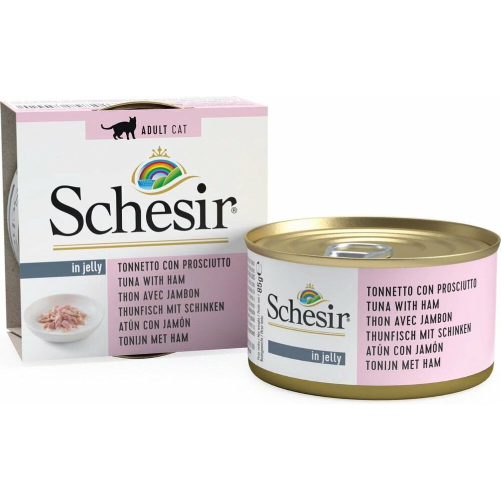 14x Schesir Kattenvoer Tonijn en Ham in Gelei85 gr