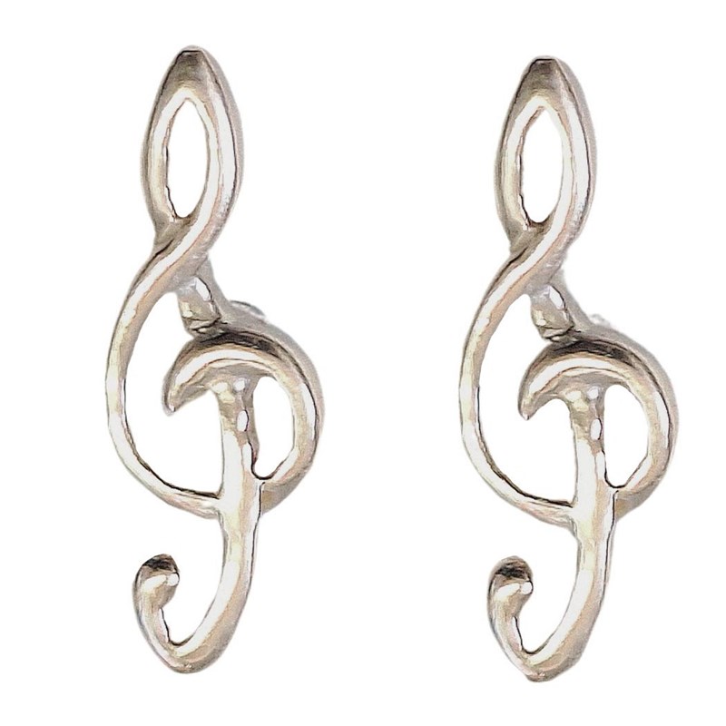 Boucles d'oreilles Clef Clé de Sol musique en argent 925°/00