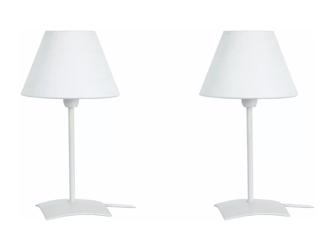 Pair de Lampes de chevet droit métal ivoire 22 cm.