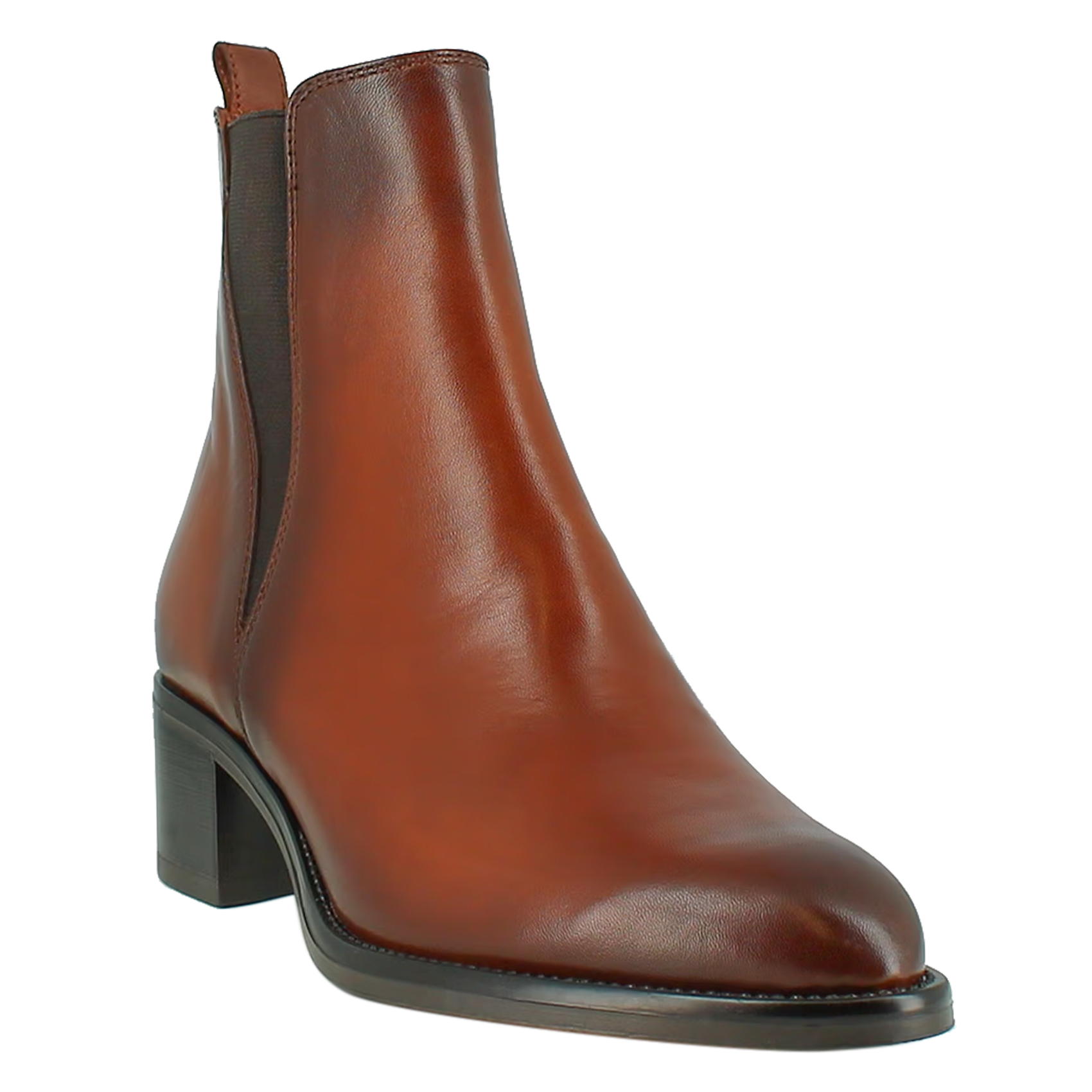 CHILO - Bottines à bout pointu en cuir| Marron