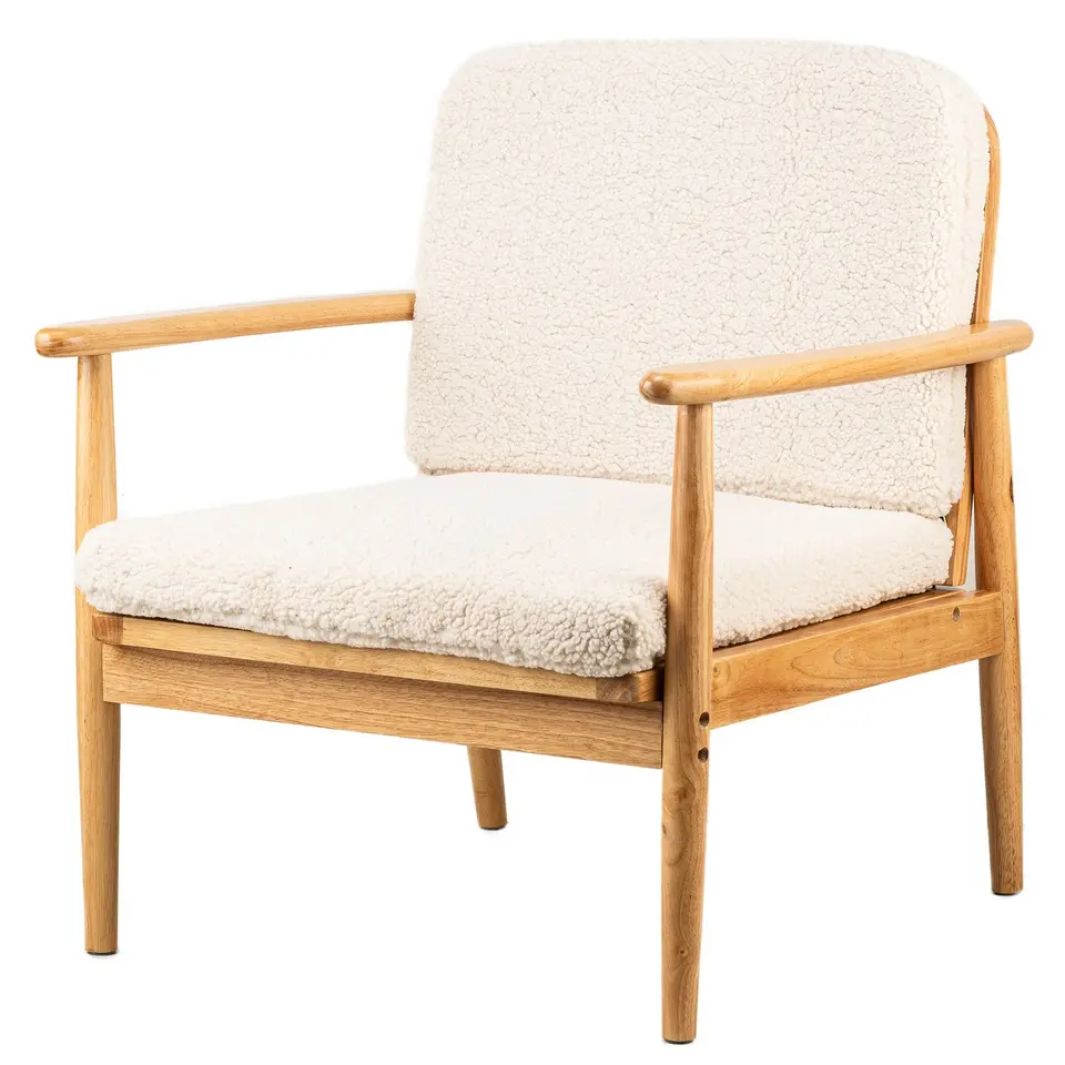 Fauteuil van massief hout en witte lussen