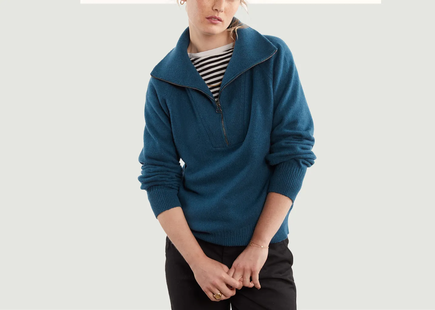 Pull col zippé en Cachemire Tricot