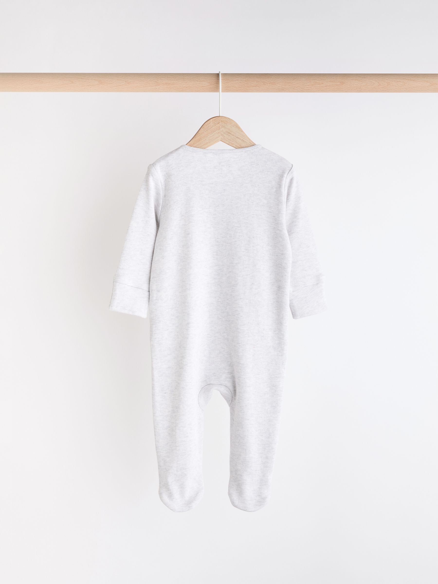 Grijs - Essential 100% Katoenen babypakjes met rits 3 Pack (0-3jr)