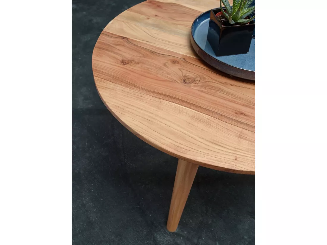 Table Basse Bois Massif 75x40x75 cm Table d'appoint Table de salon Rond