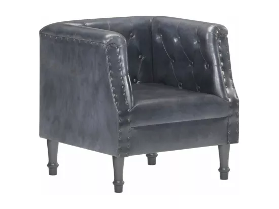 Chaise cabriolet gris cuir véritable