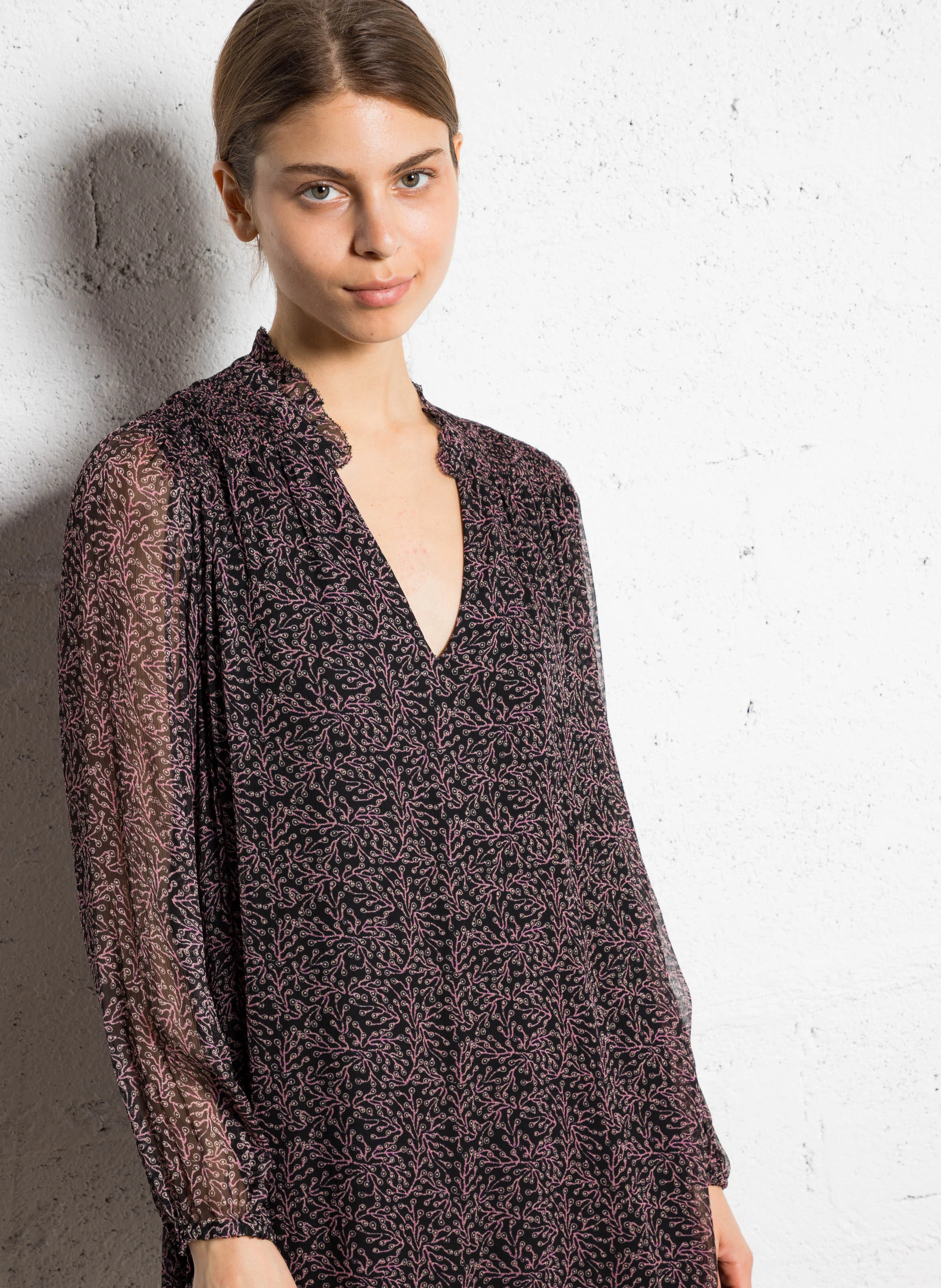 MYLENE - Robe ample fleurie| Rouge