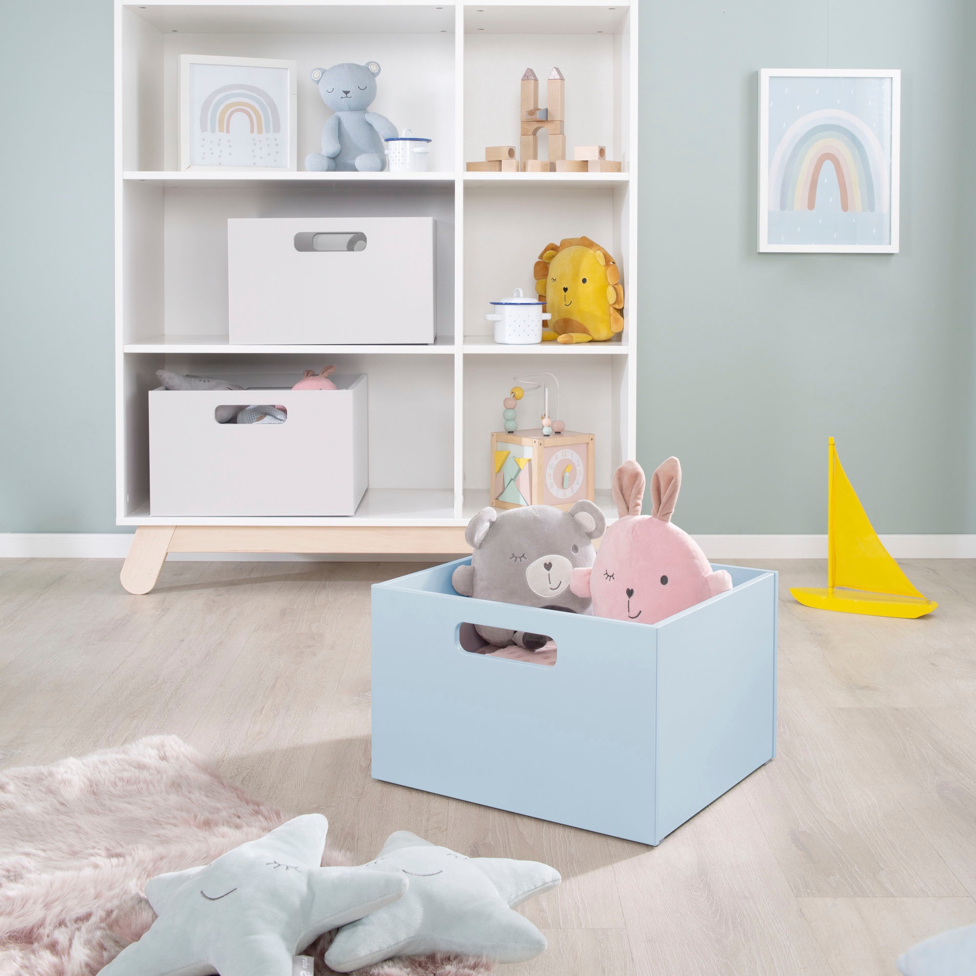roba® Aufbewahrungsbox »blau« aus Holz; Organizer für Spielzeug