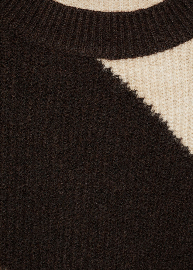 MANGO Round-neck striped sweater Medium brown