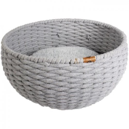 Cama redonda para gatos Europet Bernina com corda de algodão cinza.