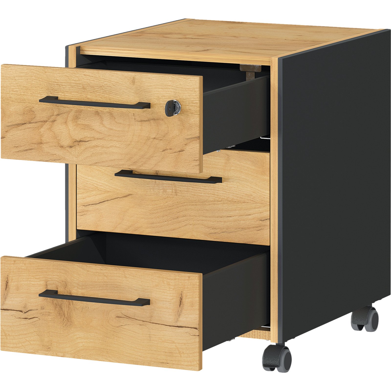 Rollcontainer Vito Dekor Eiche/Graphit-Optik 42 x 54 x 49 cm