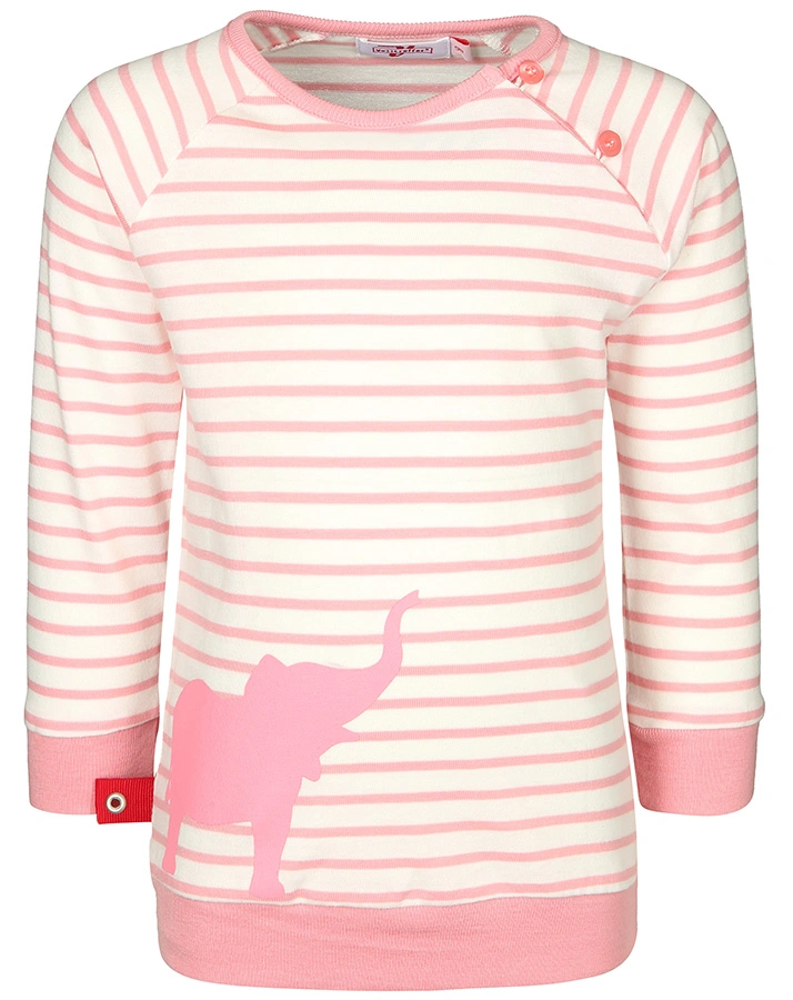 Langarmshirt ELEFANT gestreift in rosa/weiß