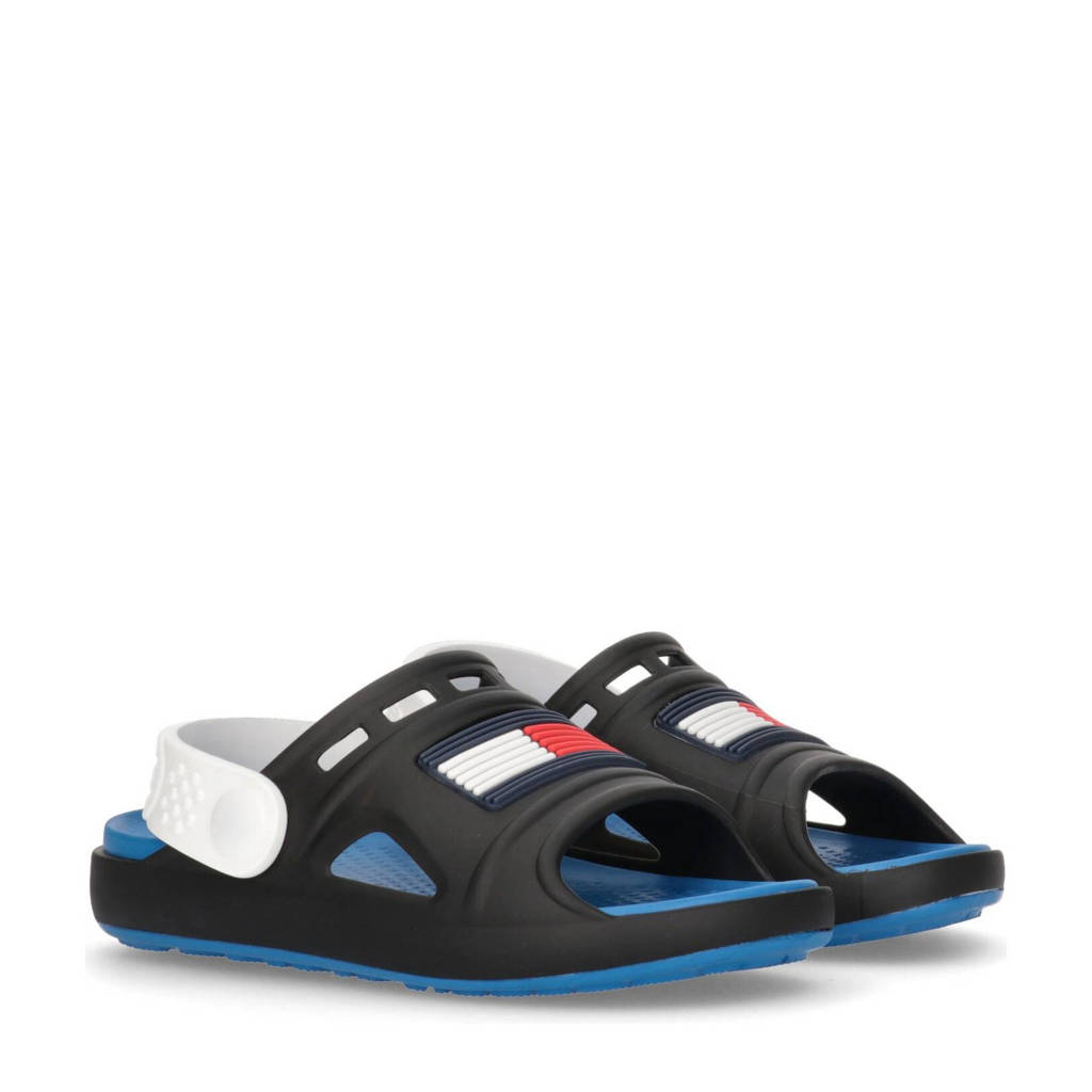 Tommy Hilfiger badslippers met hielbandje zwart