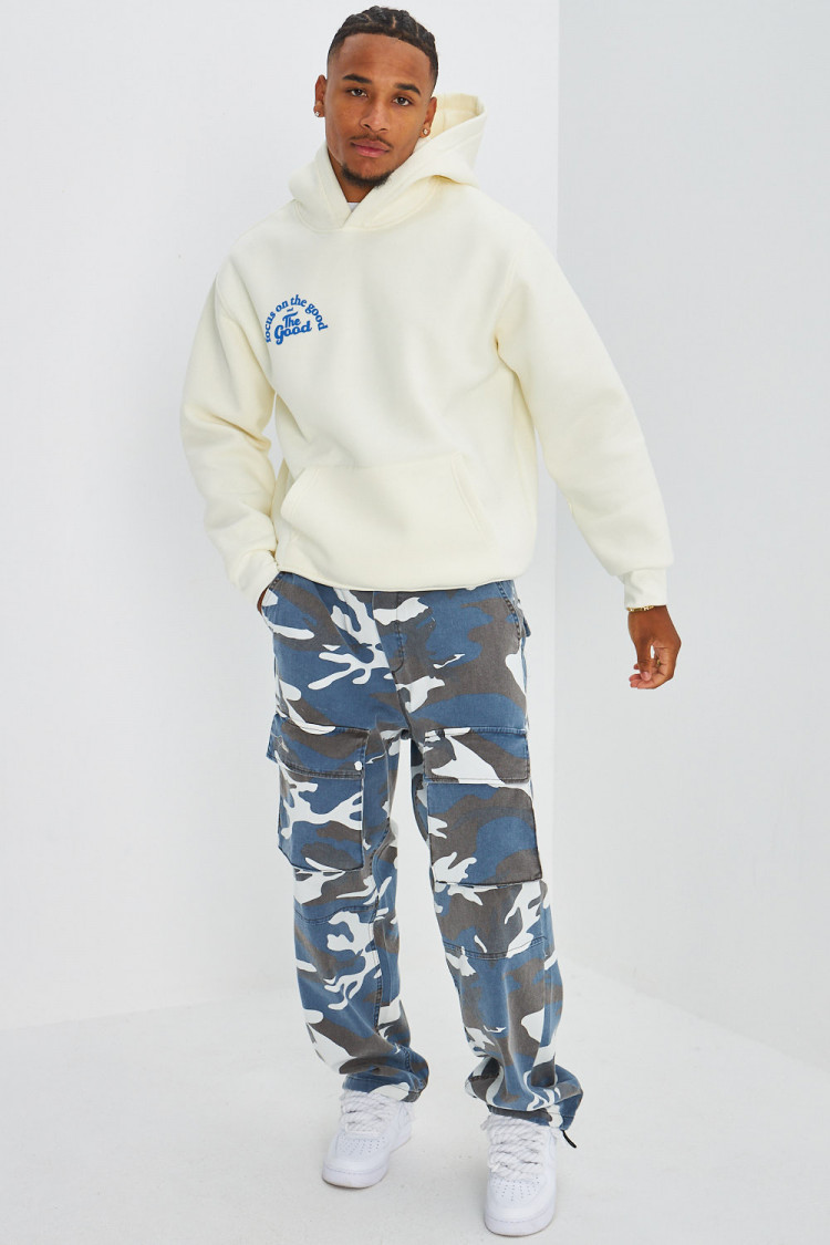 Sweat écru à capuche 