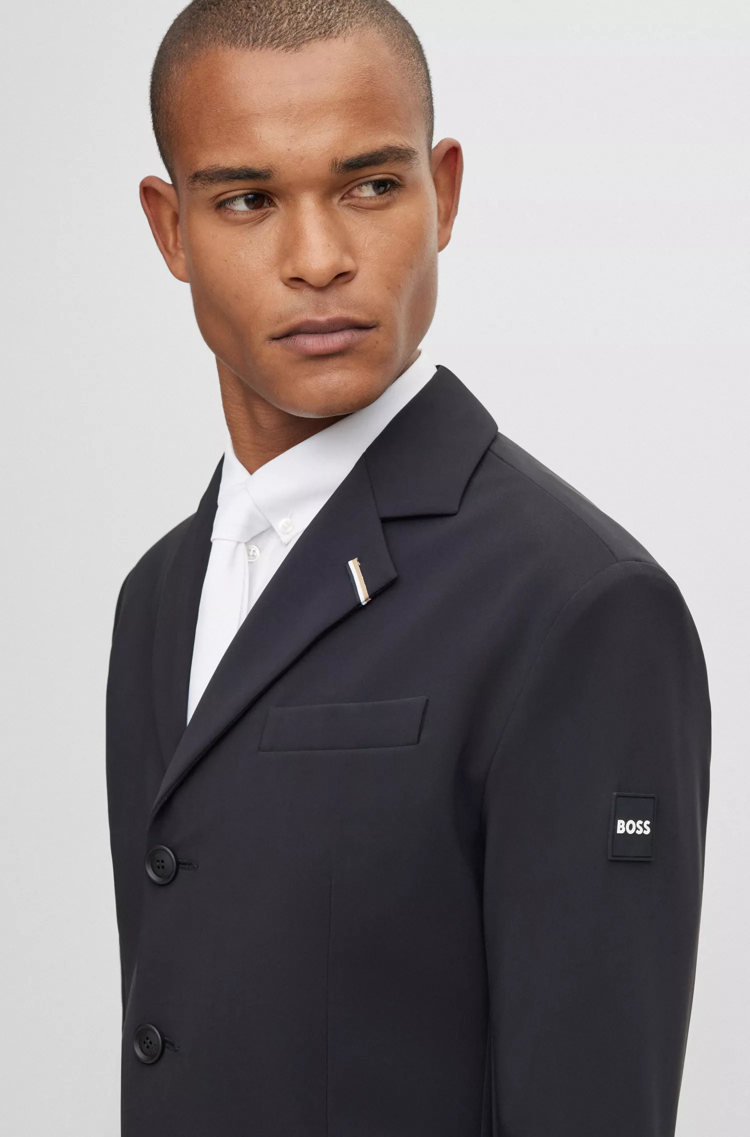 Jaqueta de competição BOSS Black-Equestrian slim-fit com detalhes exclusivos.