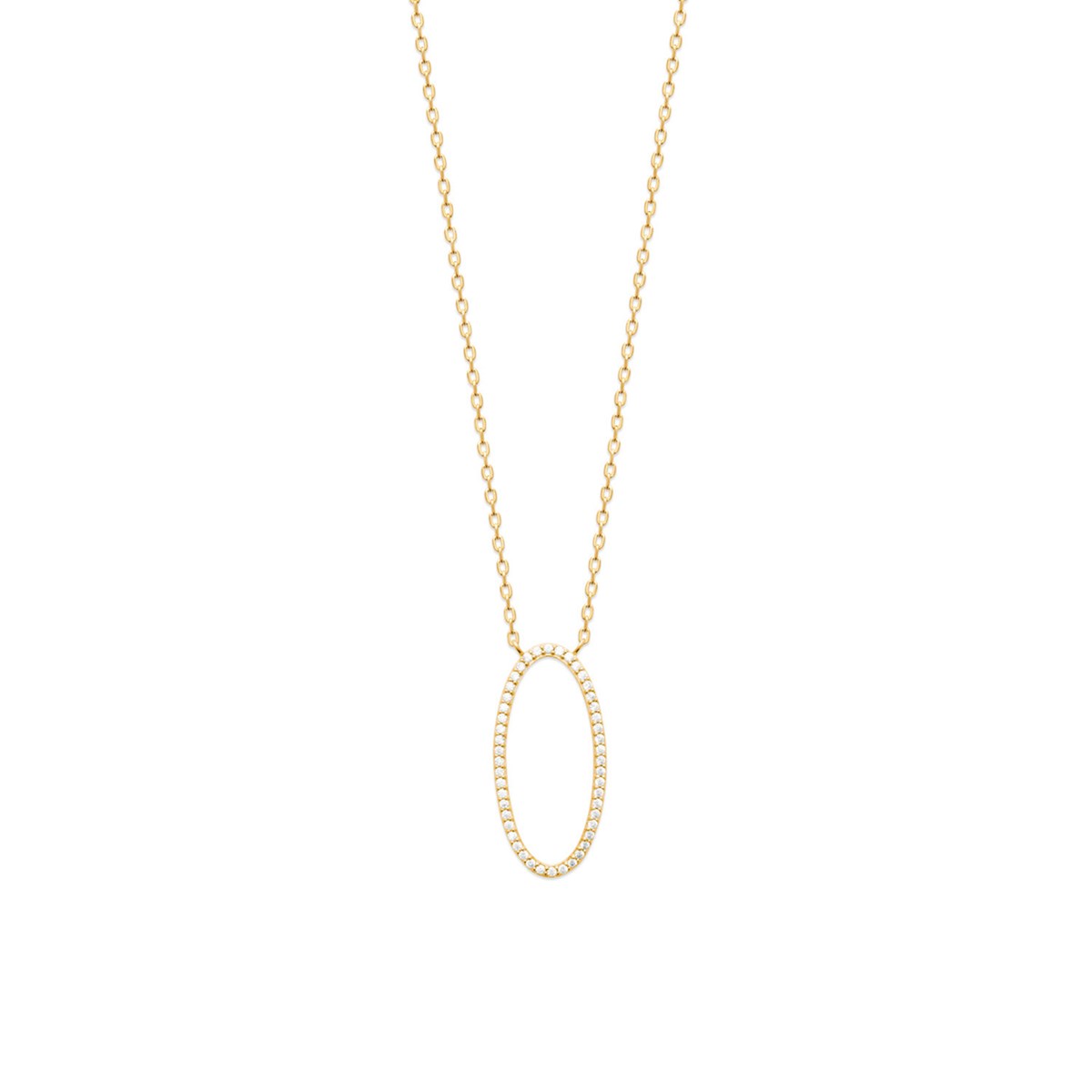 Collier Brillaxis plaqué or ovale pavé