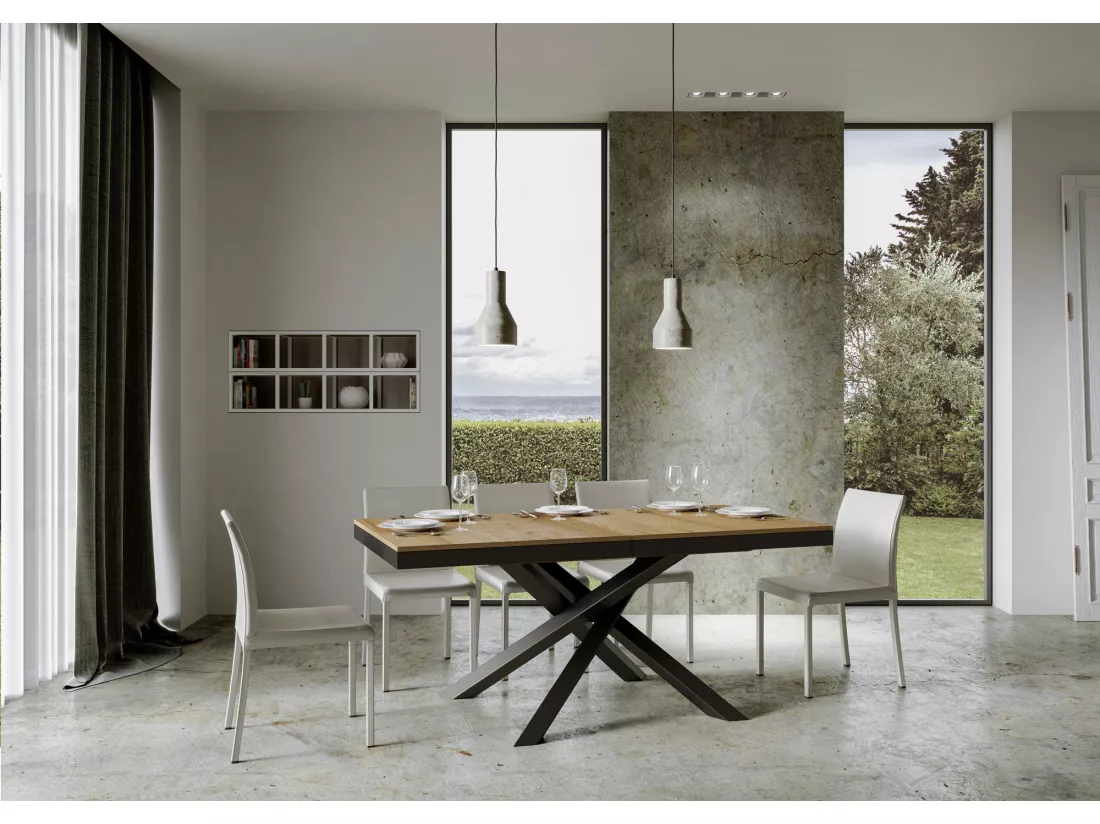 Table extensible 90x180/284 cm Volantis Evolution Chêne Nature cadre Anthracite