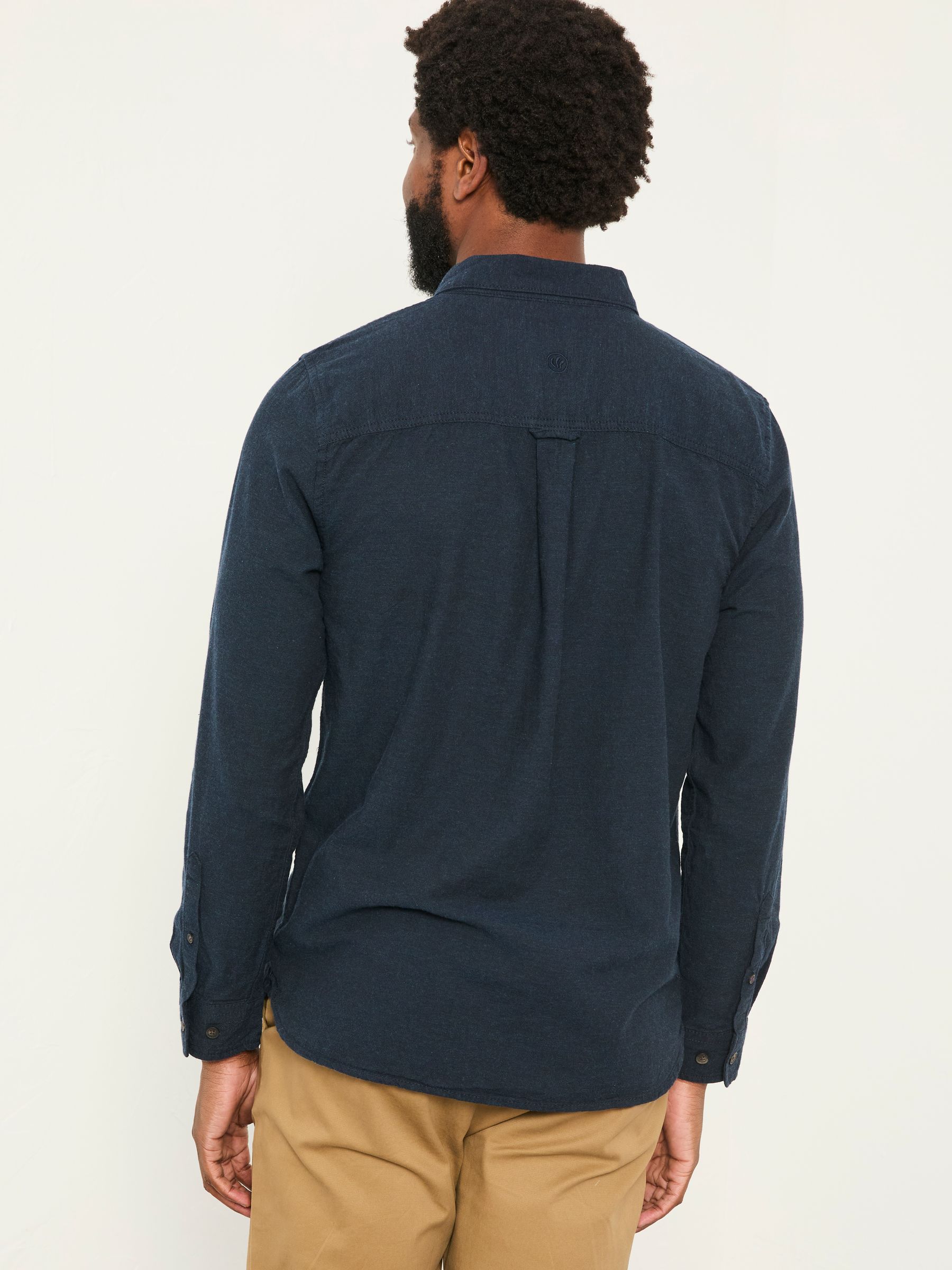 Marineblauw - FatFace Long Sleeve Plain Shirt