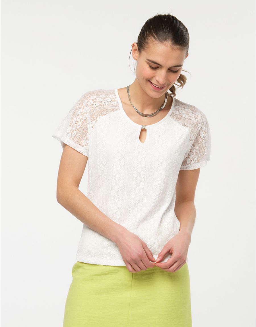 Top blanc dentelle