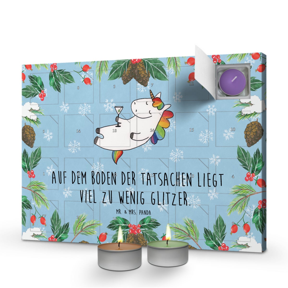Mr. & Mrs. Panda Geurkaars Adventskalender Eenhoorn Cocktail - Pastelblauw