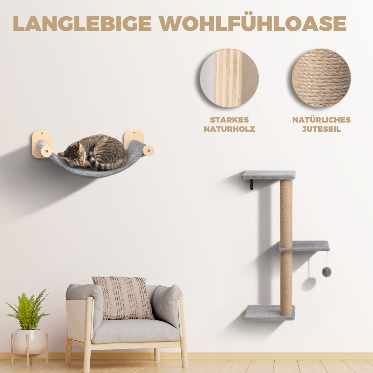 WOOWOOD KATZENHÄNGEMATTE SET (8-teilig)