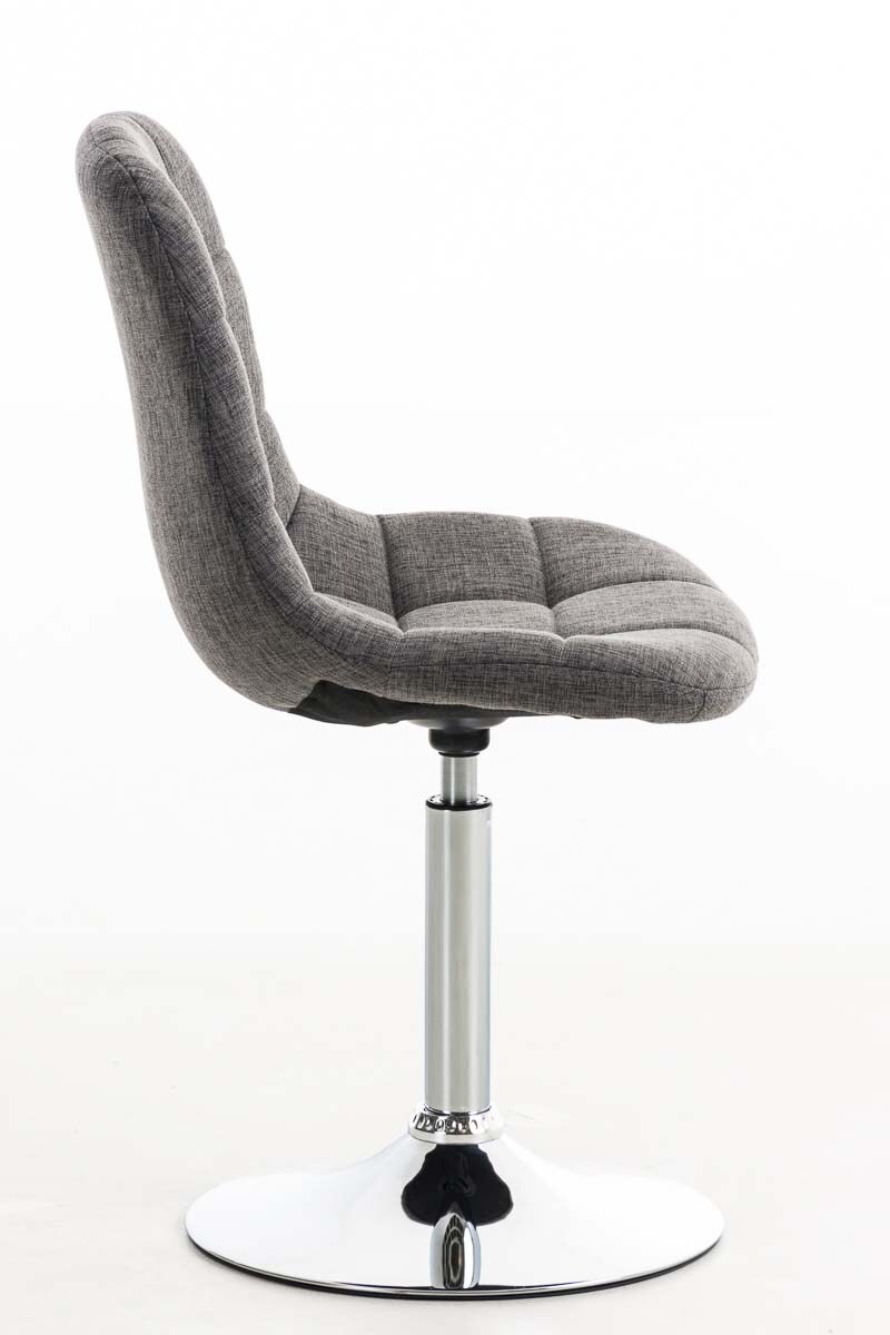 CLP Lounger EMIL mit Stoffbezug, Esszimmerstuhl mit gestepptem Sitz, Drehstuhl mit Trompetenfuß in Chromoptik,