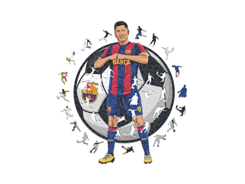 Iconic Puzzle FC Barcelona – Robert Lewandowski Offizielles Holzpuzzle, Grösse M