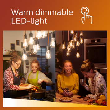 Philips LED peer E27 40W filament helder warmglow dimbaar