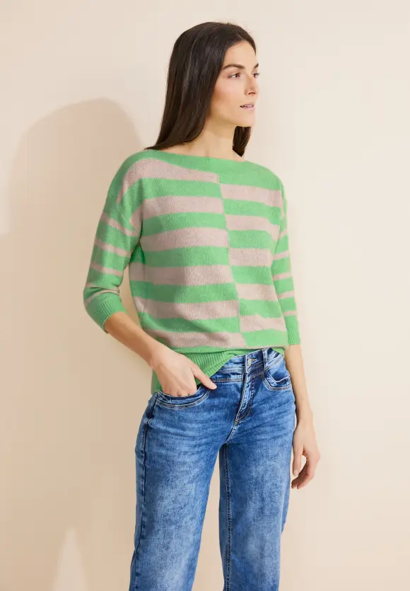 Pullover mit Streifenprint - light spring green mel.
