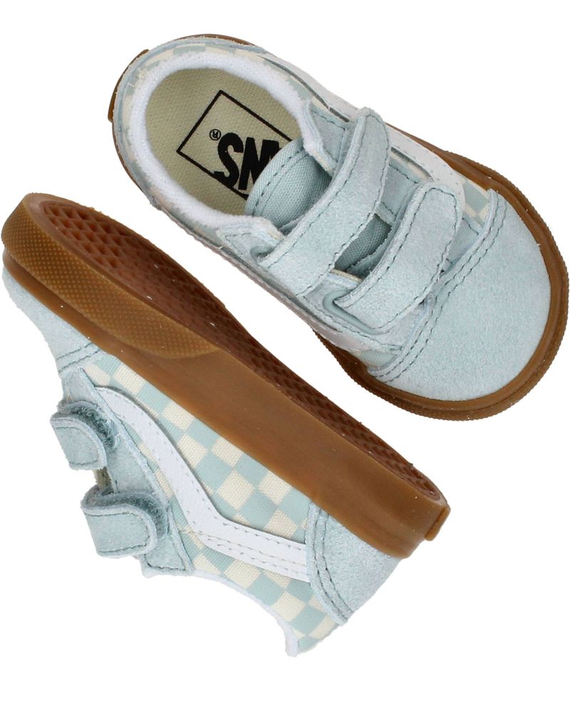 Vans Old Skool V Gum Check Sneakers Blauw Jongens