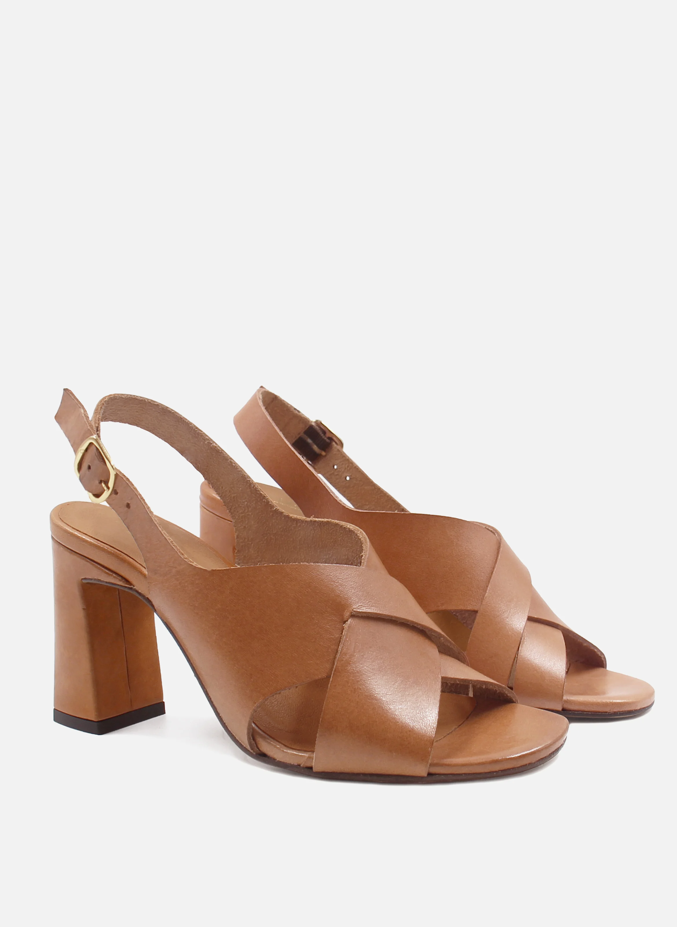 Sandales graphique cuir tannage végétal | Marron