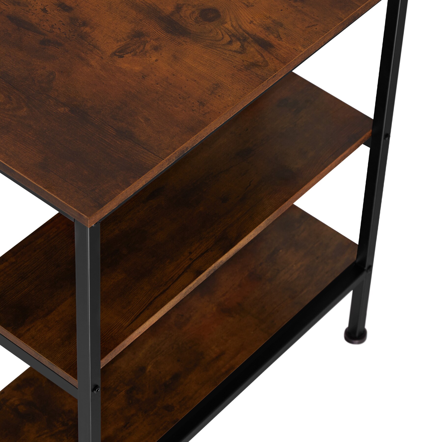 tectake® Computer-Schreibtisch, Industrial Style, Seitenregal mit 2 Ablagefächern, 120 x 60 x 75,5 cm