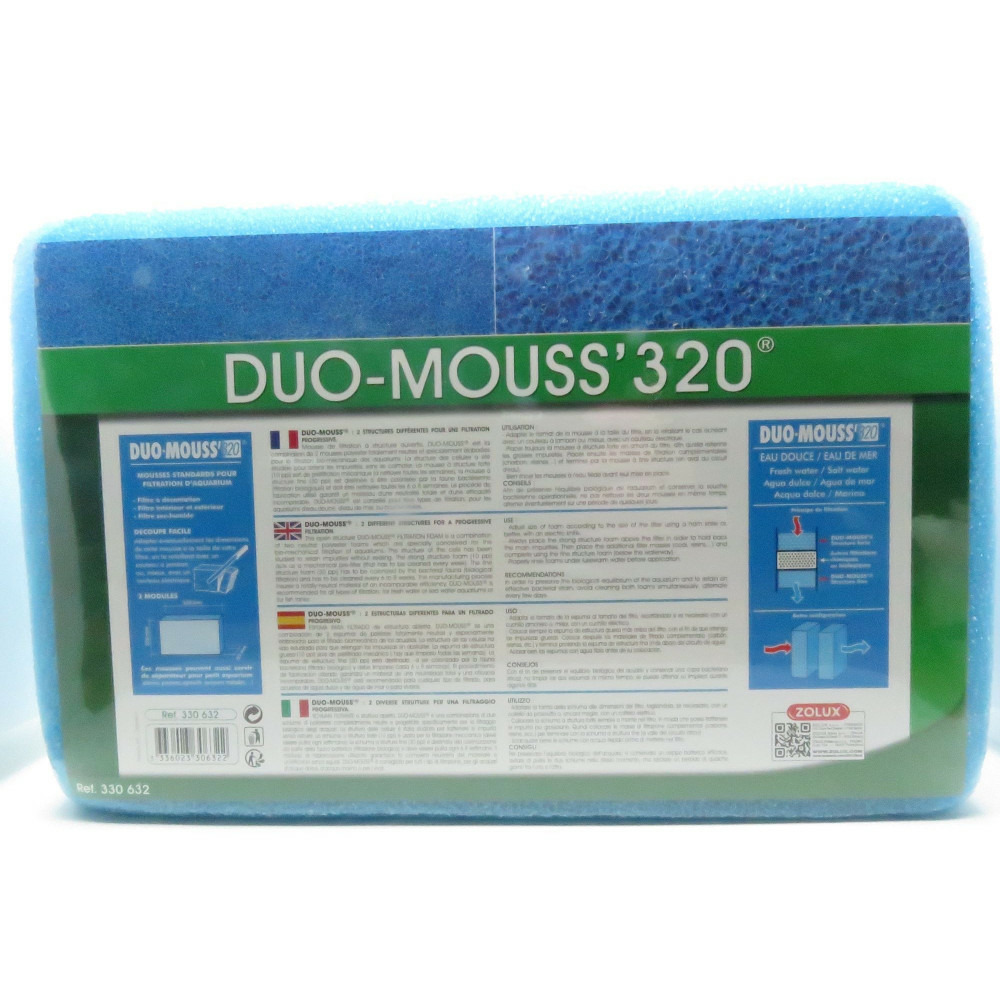 Duo mousse 320. 2 mousses de filtration pour aquarium.