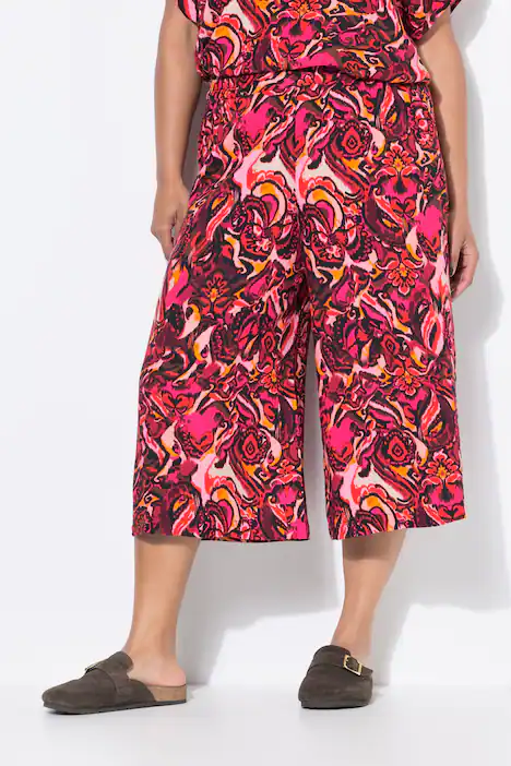 Culotte, Wide Legs, Alloverdruck, beerenpink