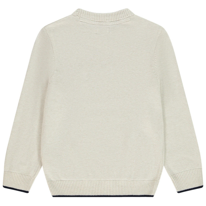Pull en tricot print dino et poche kangourou pour garçon