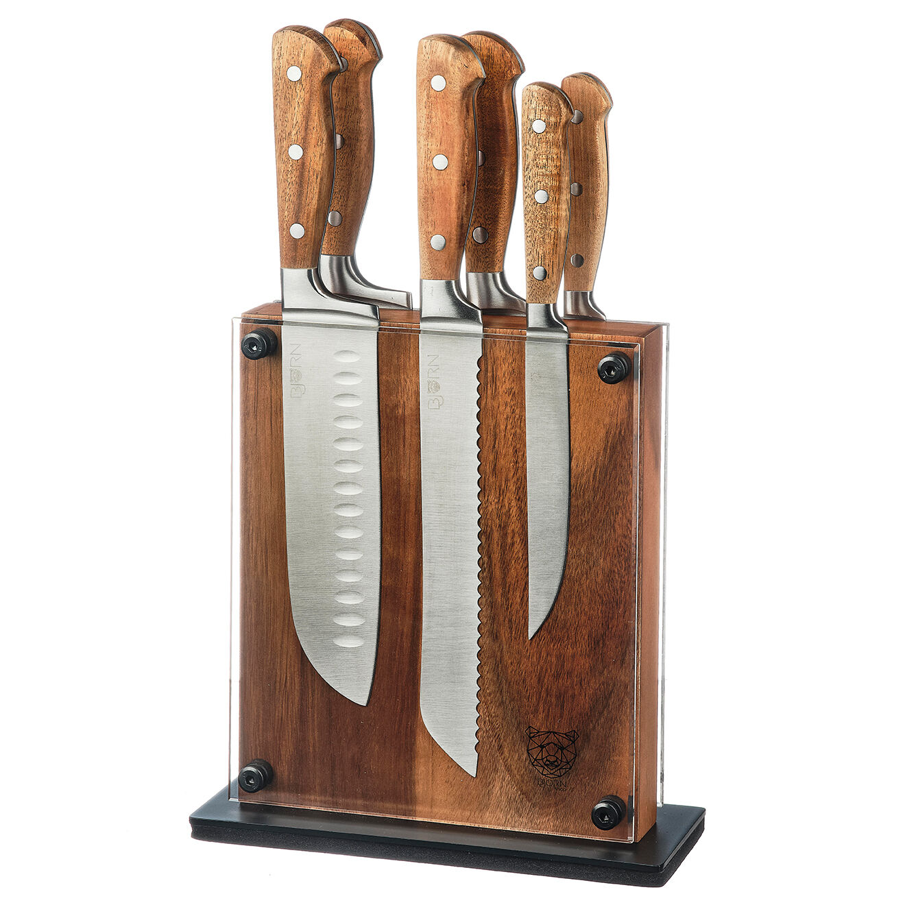 Bjorn Bloc avec couteaux de cuisine Jakob Rauma bois mat - 7 pièces
