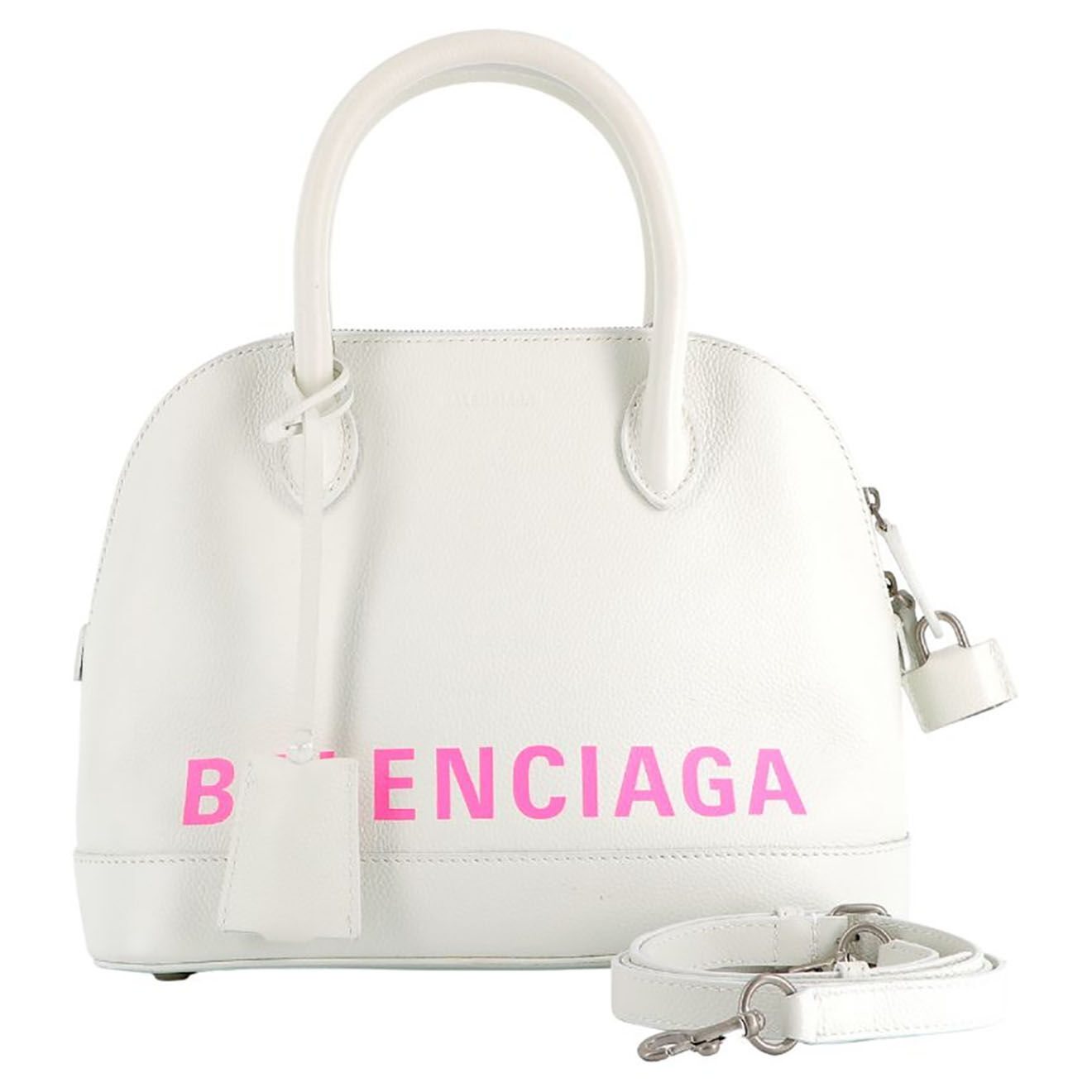 Balenciaga Sac bandoulière Ville Petit en Cuir blanc - Très bon état - L.25 cm