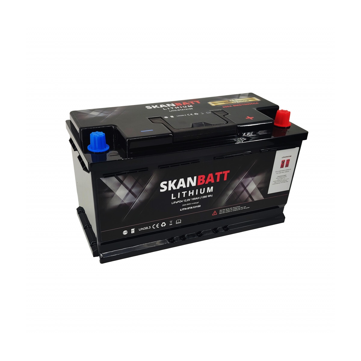 SKANBATT Lithium Start- og forbruksbatteri 12V 100Ah 1500CA - Bluetooth