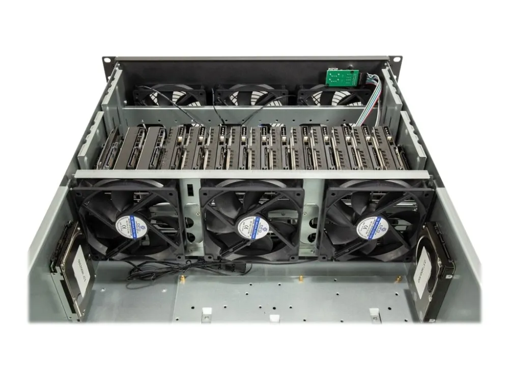 Inter-Tech 4F28 Mining - Rack-monterbar - 4U - udvidet ATX - ingen strømforsyning (ATX) - USB