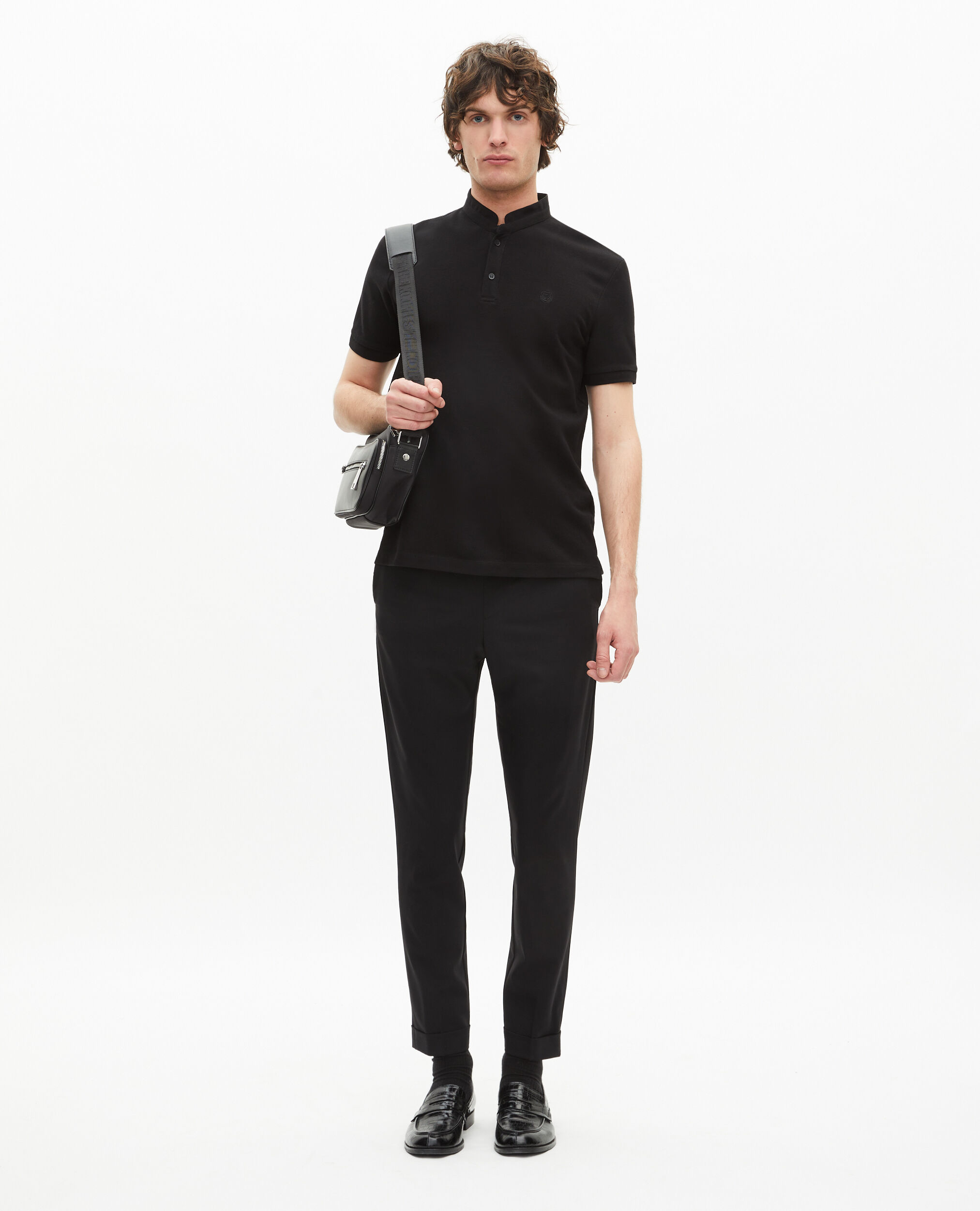 Polo en coton piqué noir