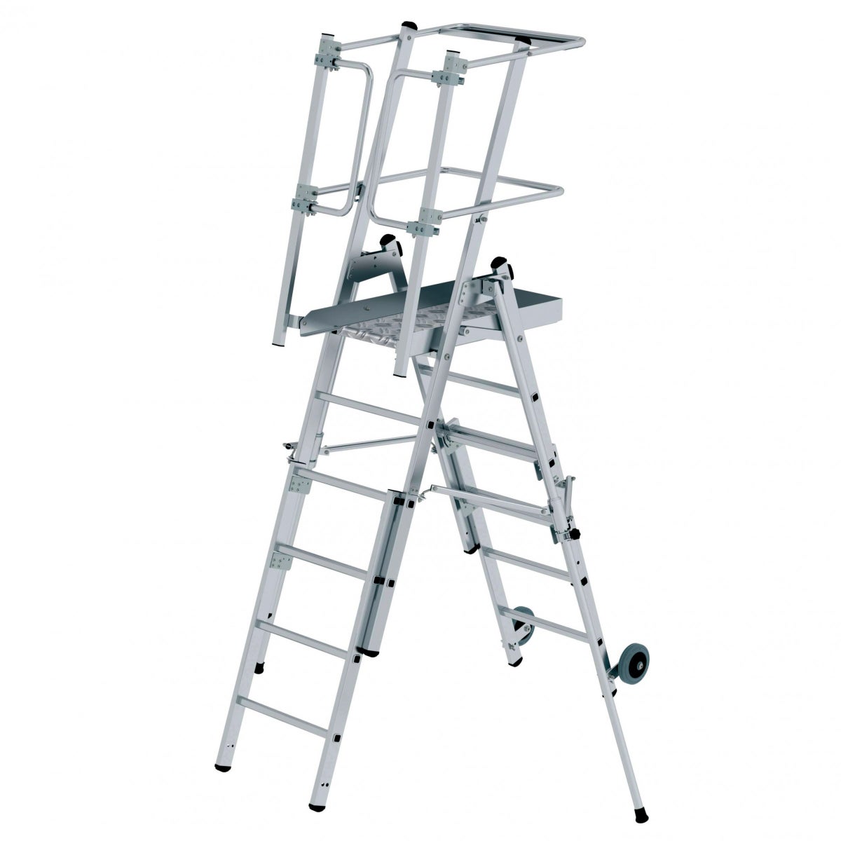 MUNK FlexxStep 4-sports platformladder met telescopische verlenging plus 2 extra sporten