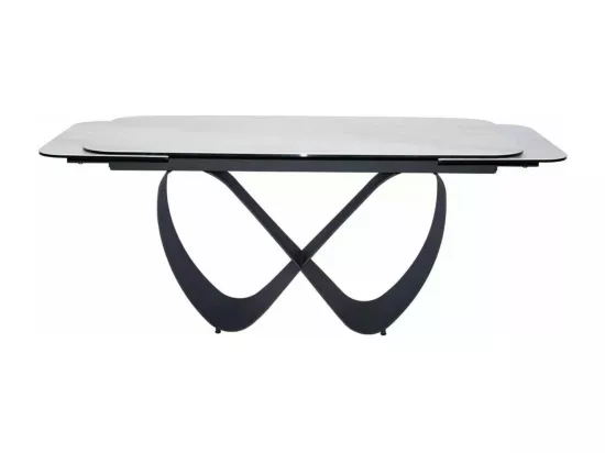Table design rectangulaire extensible aspect marbre gris Ambre