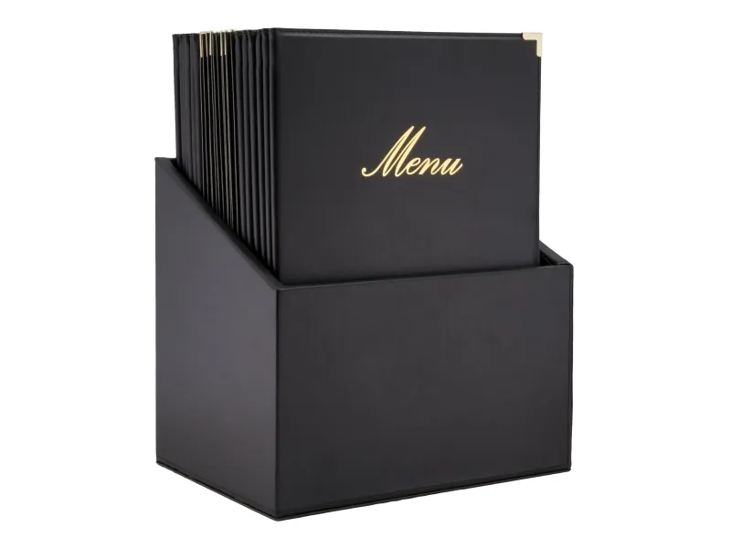 Securit® A4 CLASSIC 20 menuomslag bokssæt i sort