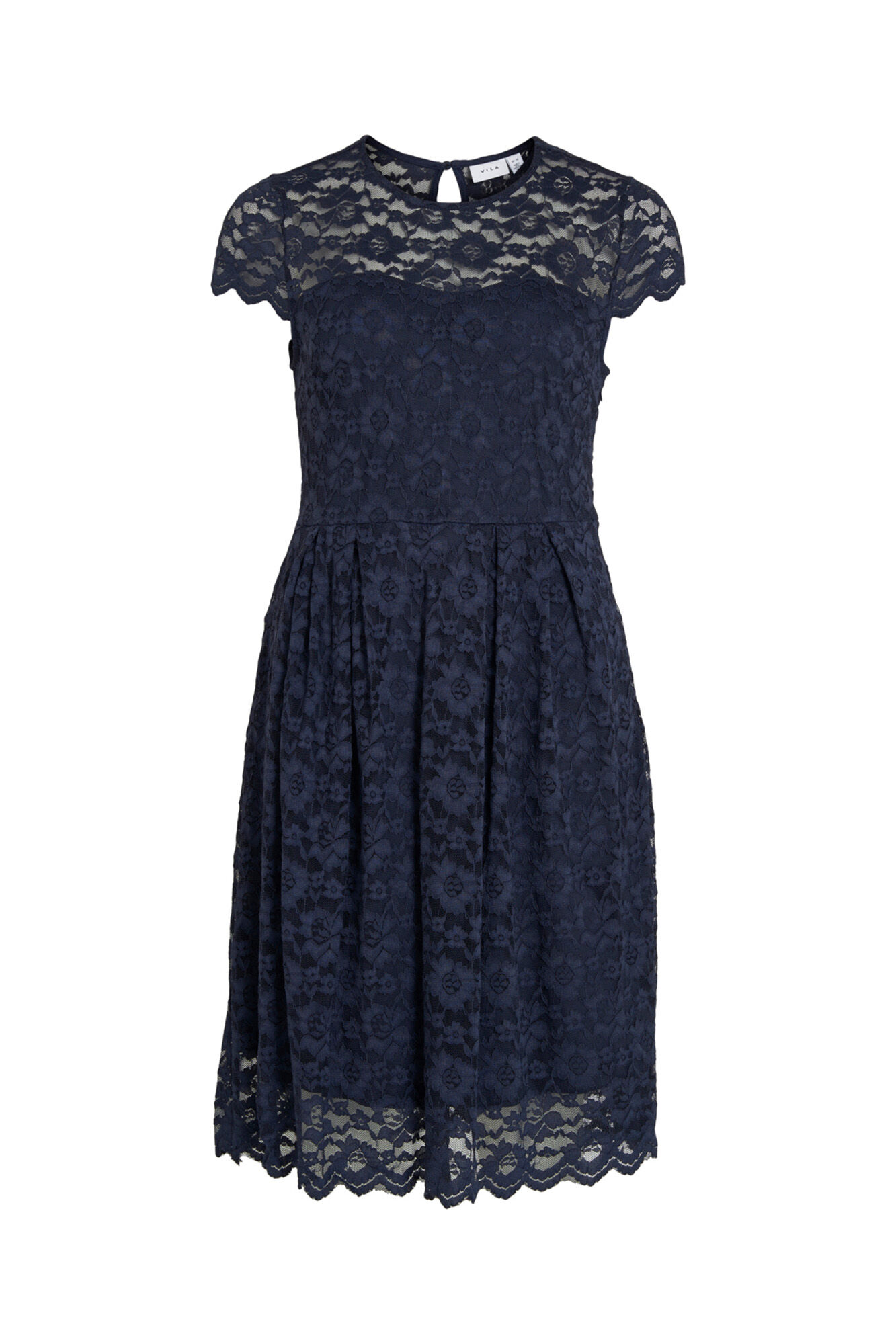 Vestido curto de renda - Azul marinho
