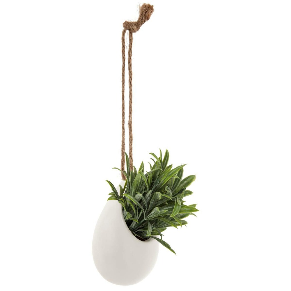 Mini plante artificielle à suspendre pot en céramique h 11 cm
