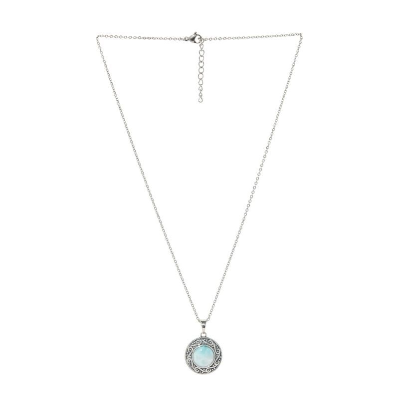 Pendentif argent massif et pierre naturelle