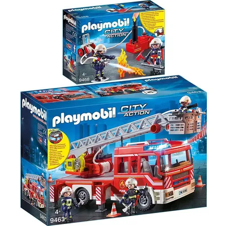 PLAYMOBIL® City Action 2er Set Leiterfahrzeug + Feuerwehrleute