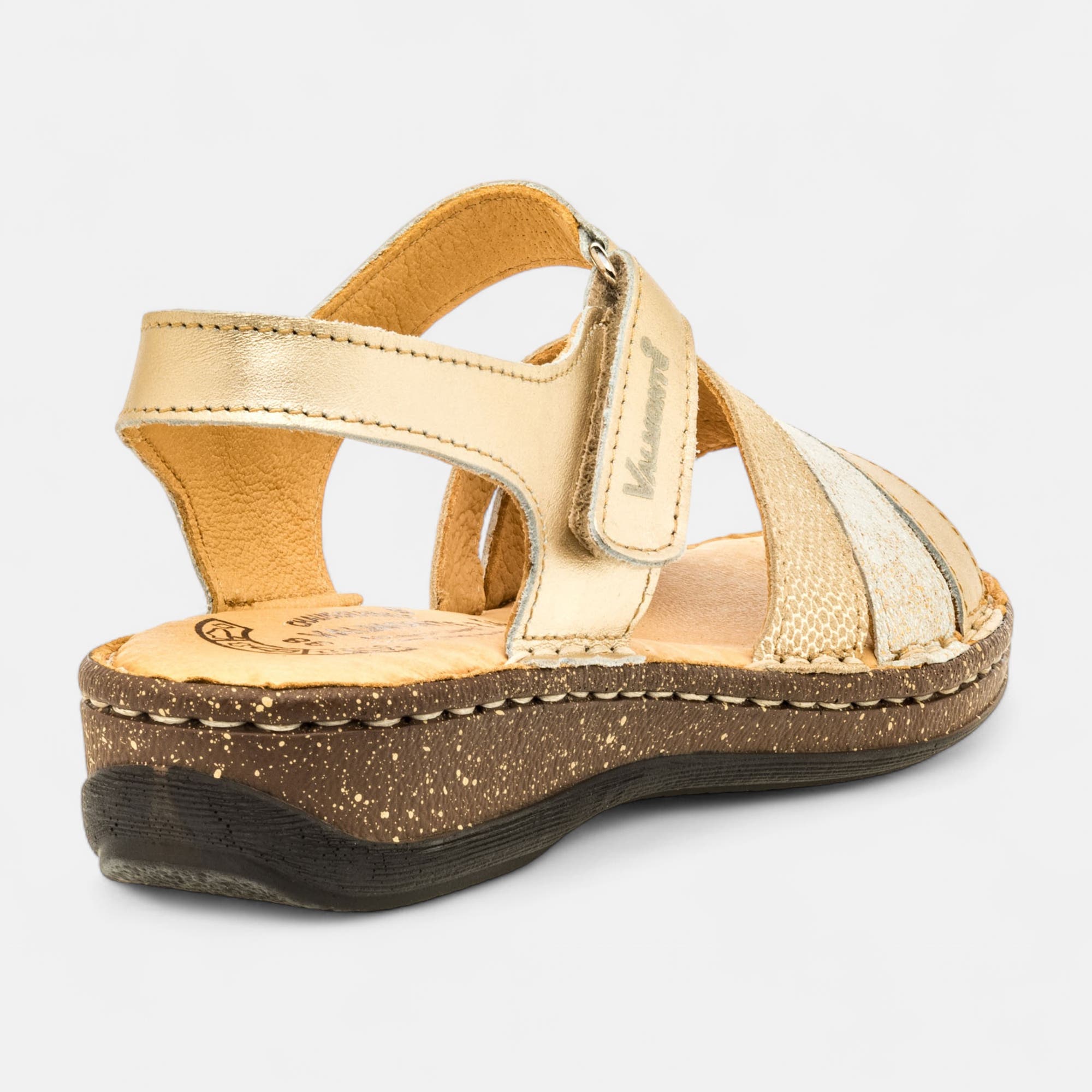 Nu-pieds confort Femme en cuir or