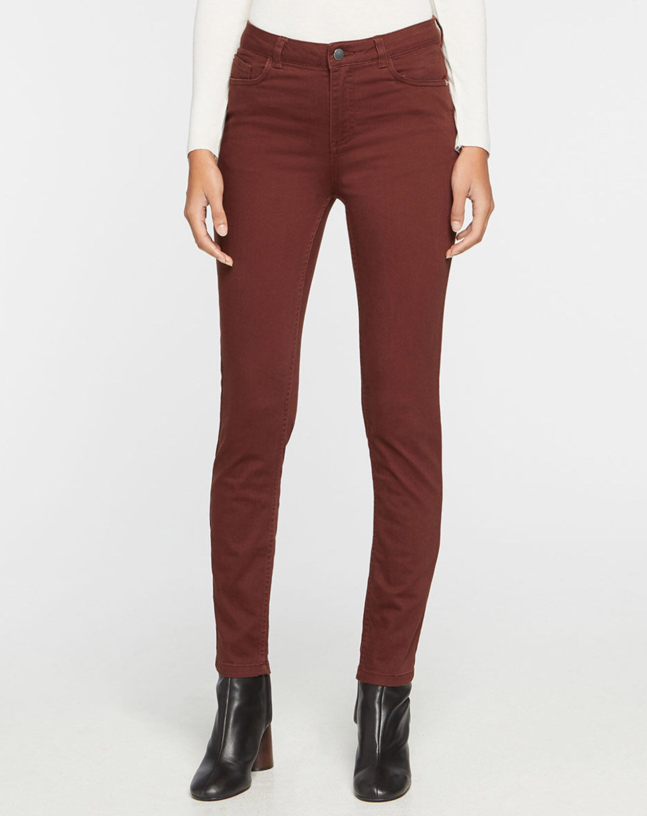 Galeries Lafayette Jean ajusté Gerly en Toile de coton marron foncé