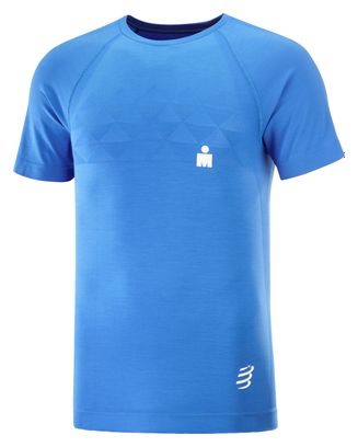 Maillot manches courtes Compressport IronMan Dazzle Bleu