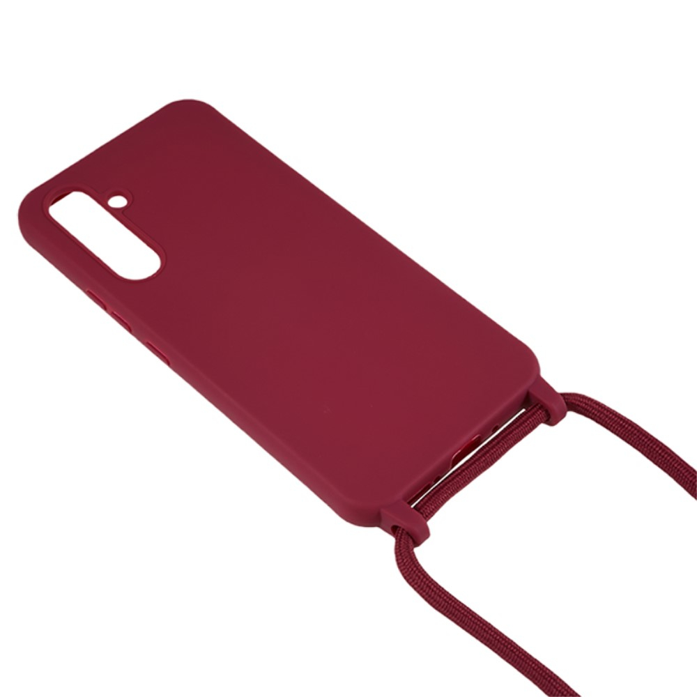 Samsung Galaxy A55 Necklace Gummi Case Hülle   Handykette (150cm) - Dunkelrot